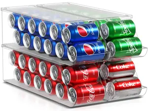 Sorbus Soda Can Organizer Boxes for Refrigerator - 4 Pack, Stackable with Lid, Holds 12 Cans Each, Fridge Organizers and Storage Plastic Set