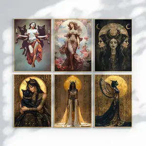 Cleopatra & Hecate Art Print Feminist Wall Decor, Divine Feminine Poster, Greek & Egyptian Goddess Illustration, Dark Academia, Gothic Feminine Art Print, Mythology Art