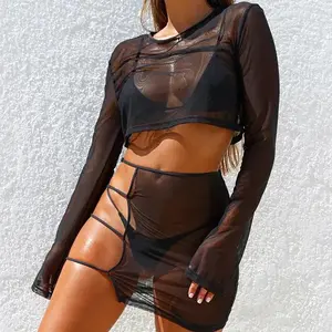 2019 Beach Sheer Mesh Outfit Set for Women