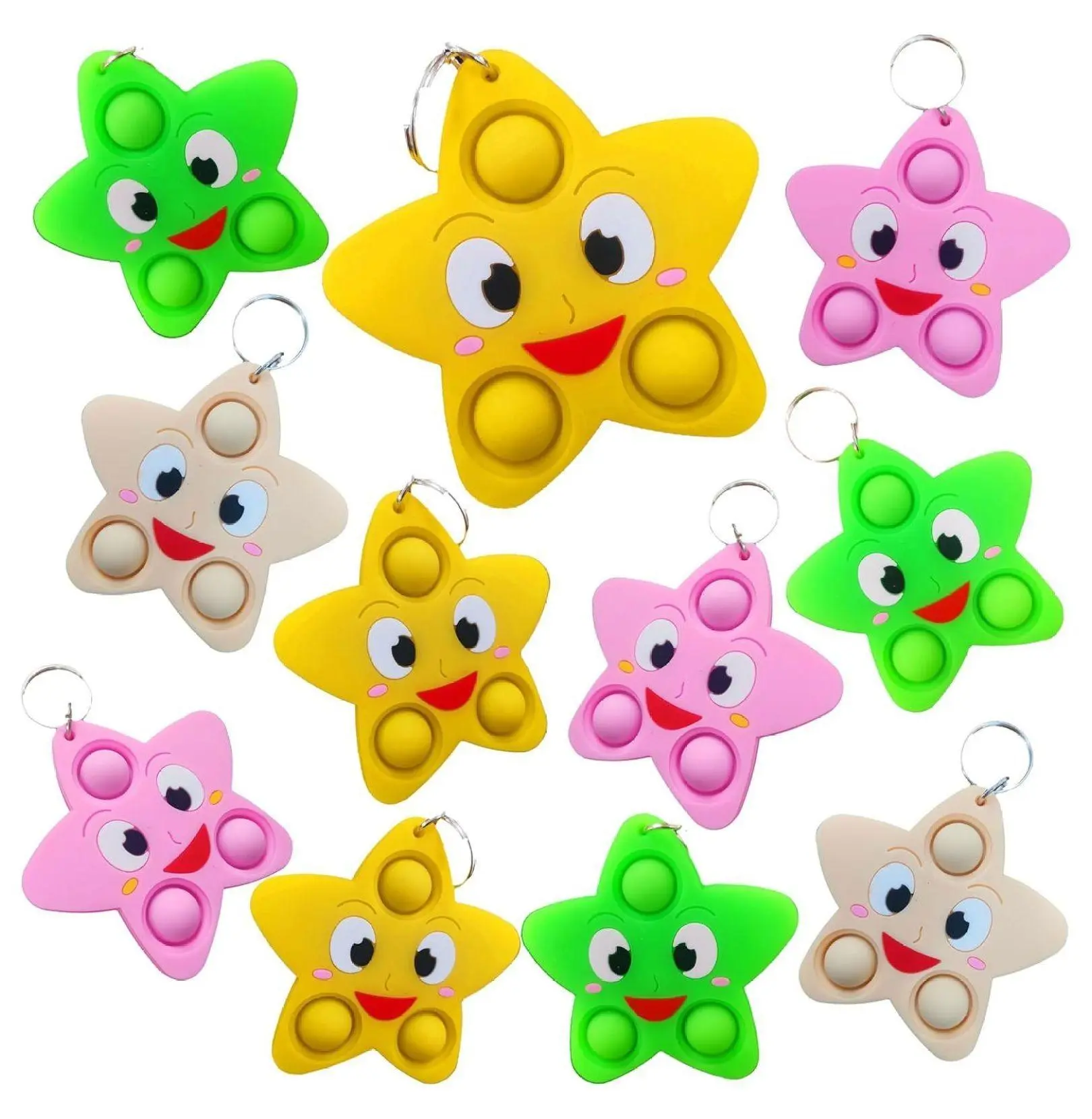 Christmas Fidget Toys 24 Pack - Sensory Stocking Stuffers for Kids - Mini Star Fidgets Party Favors, Classroom Prizes, Holiday Wish Gifts - 2x0.2x3 Inches 24 Packs
