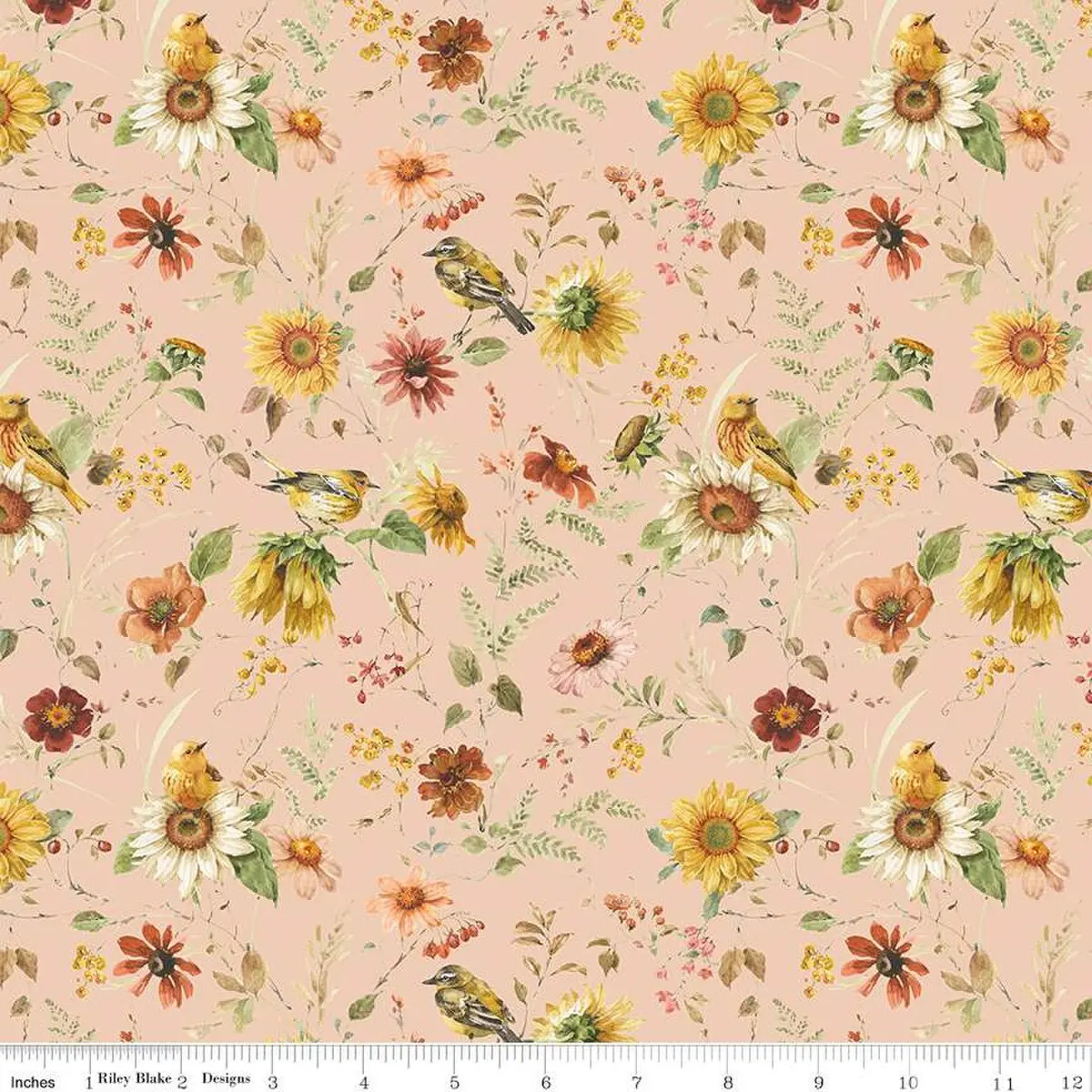 Fabric Riley Blake Blush Prairie Sunflower Whispers by the Quarter Yard CD16671-BLUSH