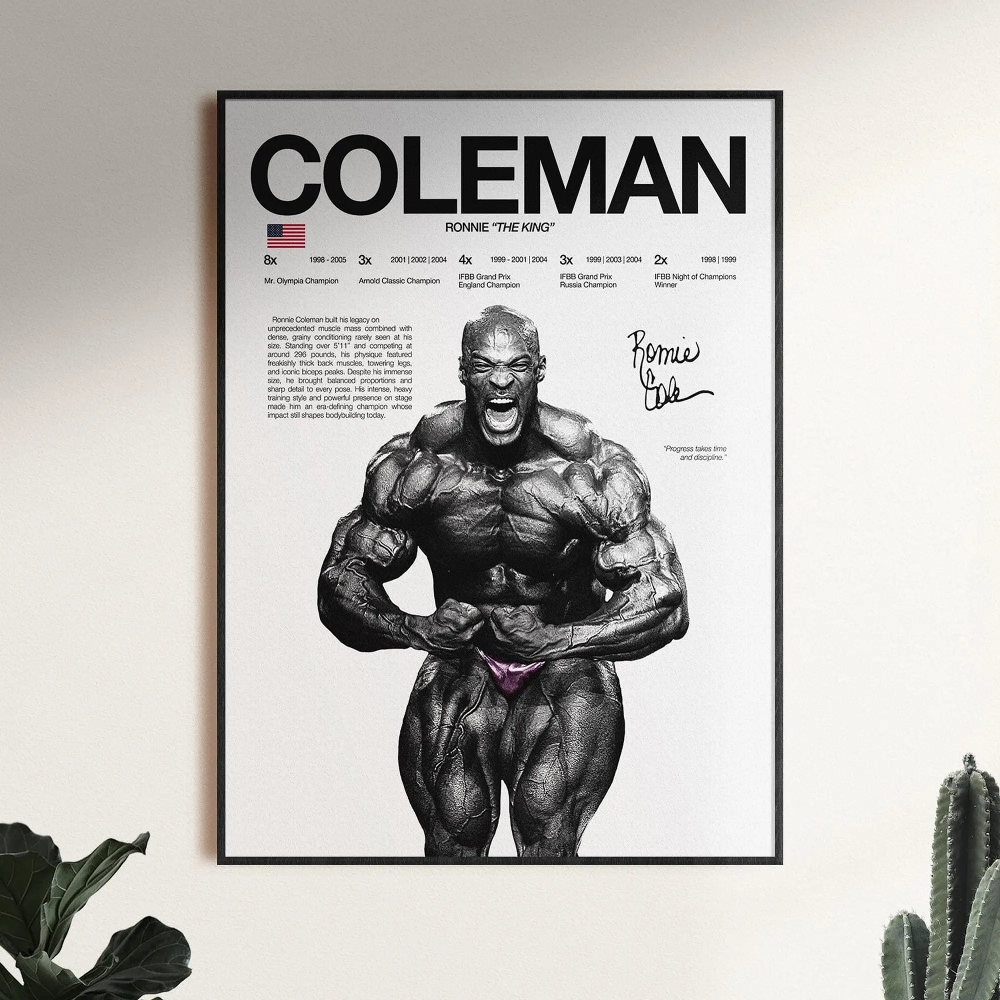 Ronnie Coleman Poster, Bodybuilding Wall Print, Mr Olympia Poster, Gym Fitness Motivation Decor Gift( Unframed - Print Only )
