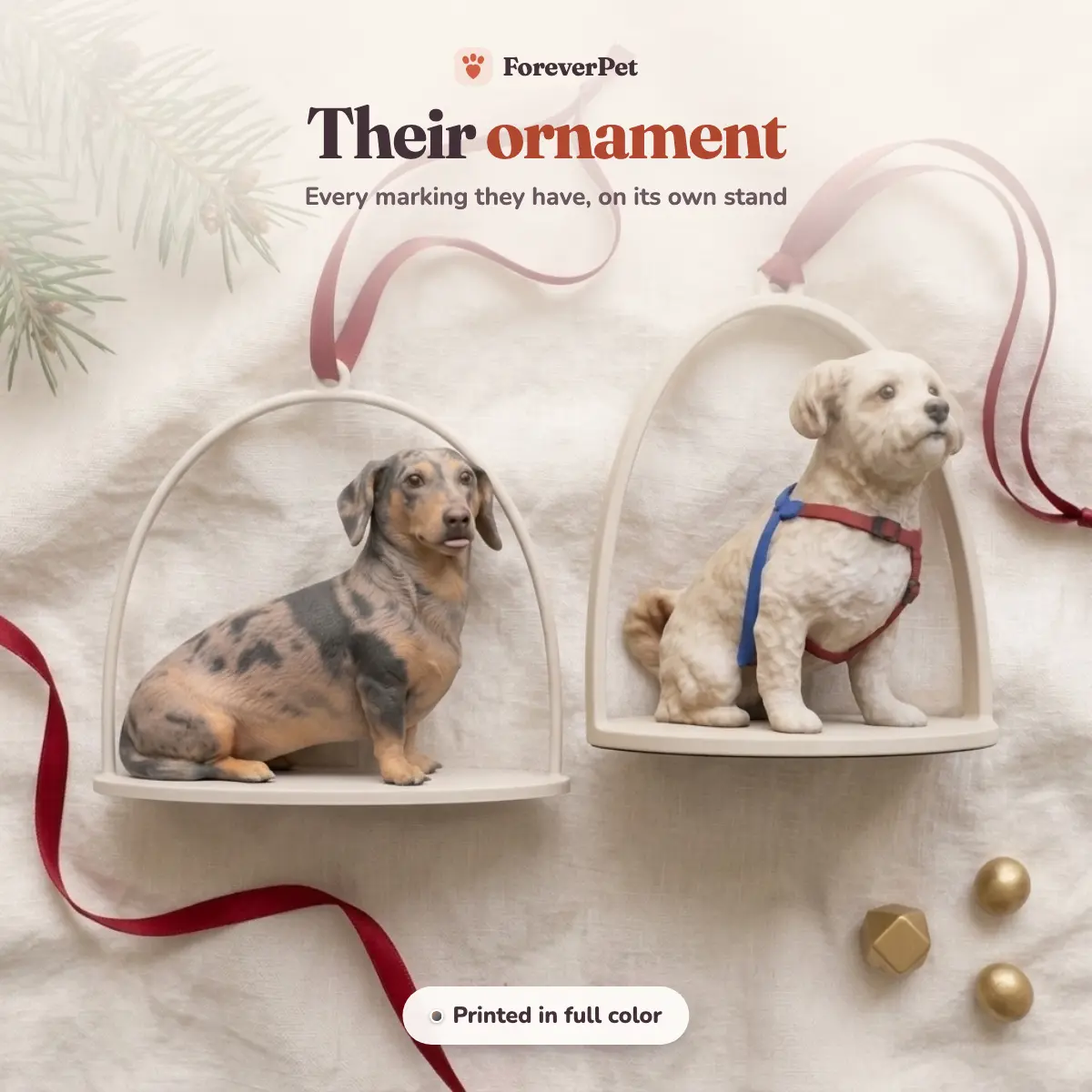 Custom Pet Ornament Arch Style Full Color