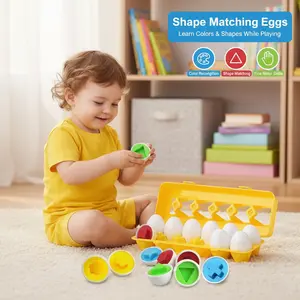 CPSYUB Matching Eggs Toys Color & Shape Recognition, Easter Eggs Toys for Baby Easter Travel Bingo Game, Sensory Early Learning Fine Motor Skills for Year Old Kids Christmas Stocking Stuffers