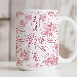 Personalized Grandma Holding Hands Mug, Custom Nana Family Keepsake, Mother's Day Gift