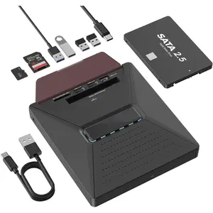 Laptop External CD DVD Drive - CD/DVD  Supports SATA 2.5" Hard Drive 3 USB 2.0 Interfaces and SD  SD Compatible with Win2000/XP Linux  10 OS System SATA&CD, SD&CD Mutual
