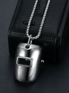 Wind Simple Fashion Unique Welder Mask Third-Level Helmet Titanium Steel Necklace Pendant, Unisex Jewelry Accessory