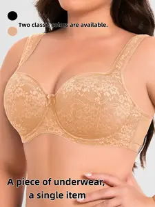 Plus Size Lingerie Bra for Large Bust, Full Coverage Underwire Bra, Medium Support, Breathable, Elegant Style, All Seasons