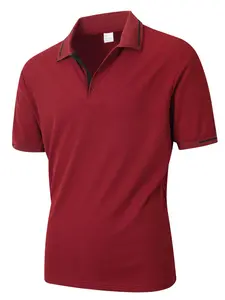 Men's Summer Breathable Knit Polo Shirt, Polo Style, Classic Yellow with Contrasting Black Trim, Casual Business Short Sleeve Golf T-Shirt, Essential for Holiday Gifts