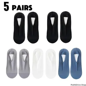 5-Pack Ultra-Thin Mesh No-Show Socks, Breathable Anti-Slip Invisible Ankle Socks with Heel Grip for Daily Wear