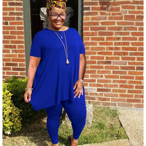 Women Plus Size 2 Piece Outfits Short Sleeve Top and Legging Pant Set Lounge Sets Tracksuit