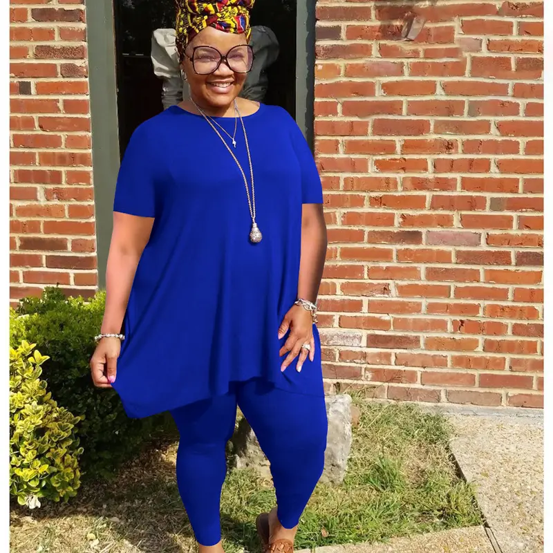 Women Plus Size 2 Piece Outfits Short Sleeve Top and Legging Pant Set Lounge Sets Tracksuit