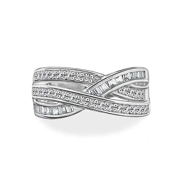 Radiance by Absolute™ Cubic Zirconia Baguette and Round Overlapping Rows Band Ring