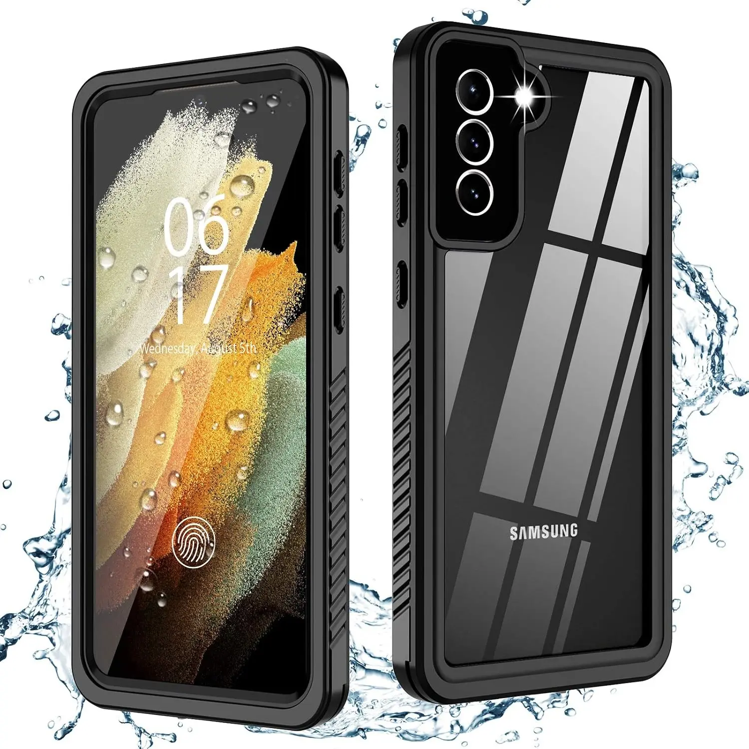 for Samsung Galaxy S21 Waterproof Case with Built-in Screen Protector Dustproof Shockproof 360 Full Body Underwater Case for Samsung S21 5G 6.2inch (2021) Black