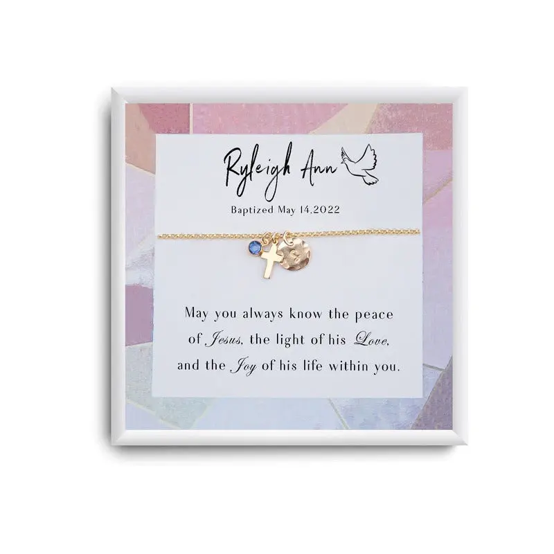 Personalized Baptism Cross Bracelet for Girl