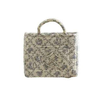 Laundry Basket with Handles, French Floral Foldable Storage Hamper, Large Capacity Aesthetic Organizer Bin