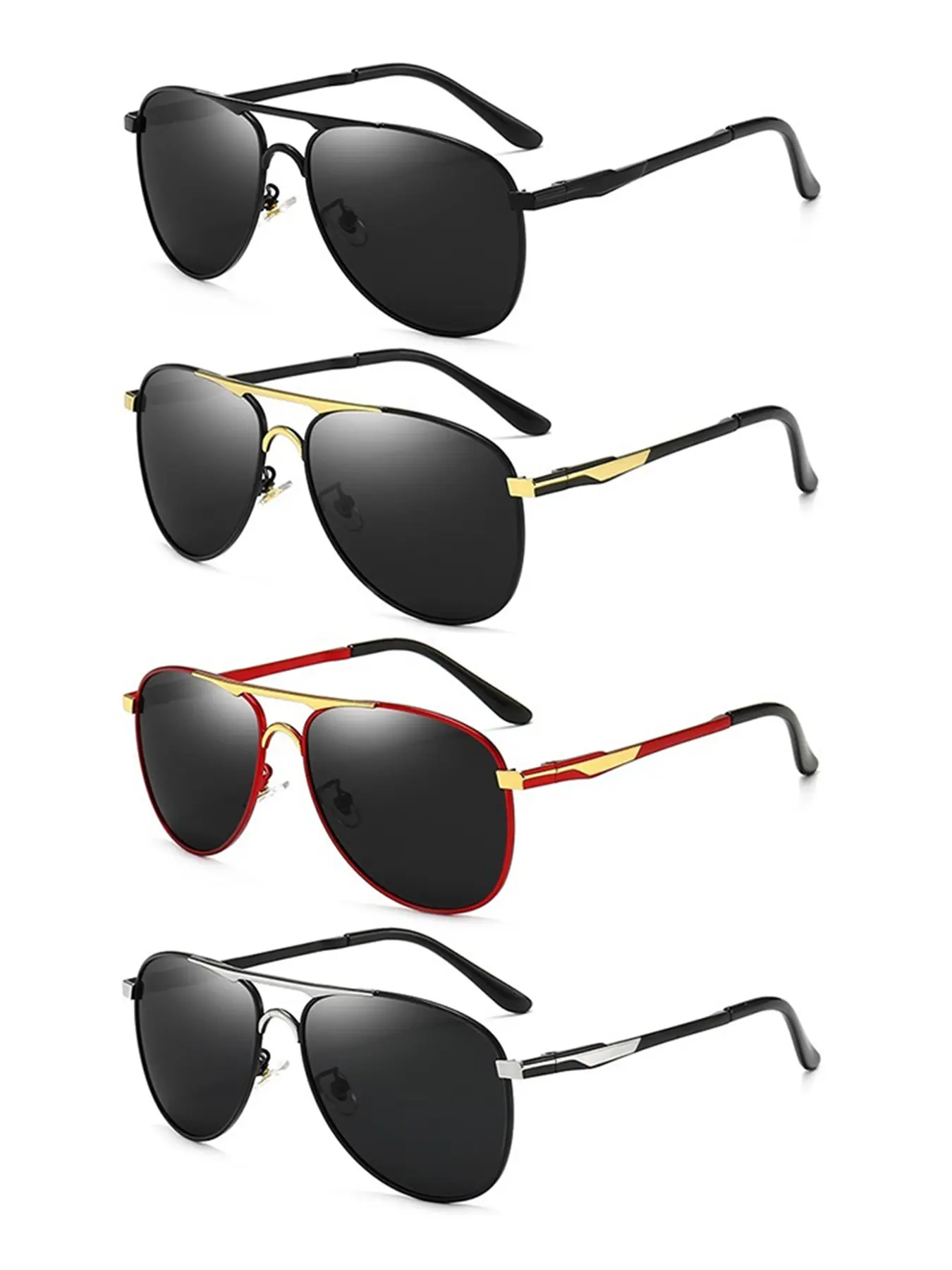 4 pairs of the latest aluminum-magnesium alloy vintage oval outdoor Lightweight Durable sunglasses, Casual shades, UV400 lenses, protect eyes, suitable for various occasions, classic splicing frames paired with anti-slip temples, comfortable