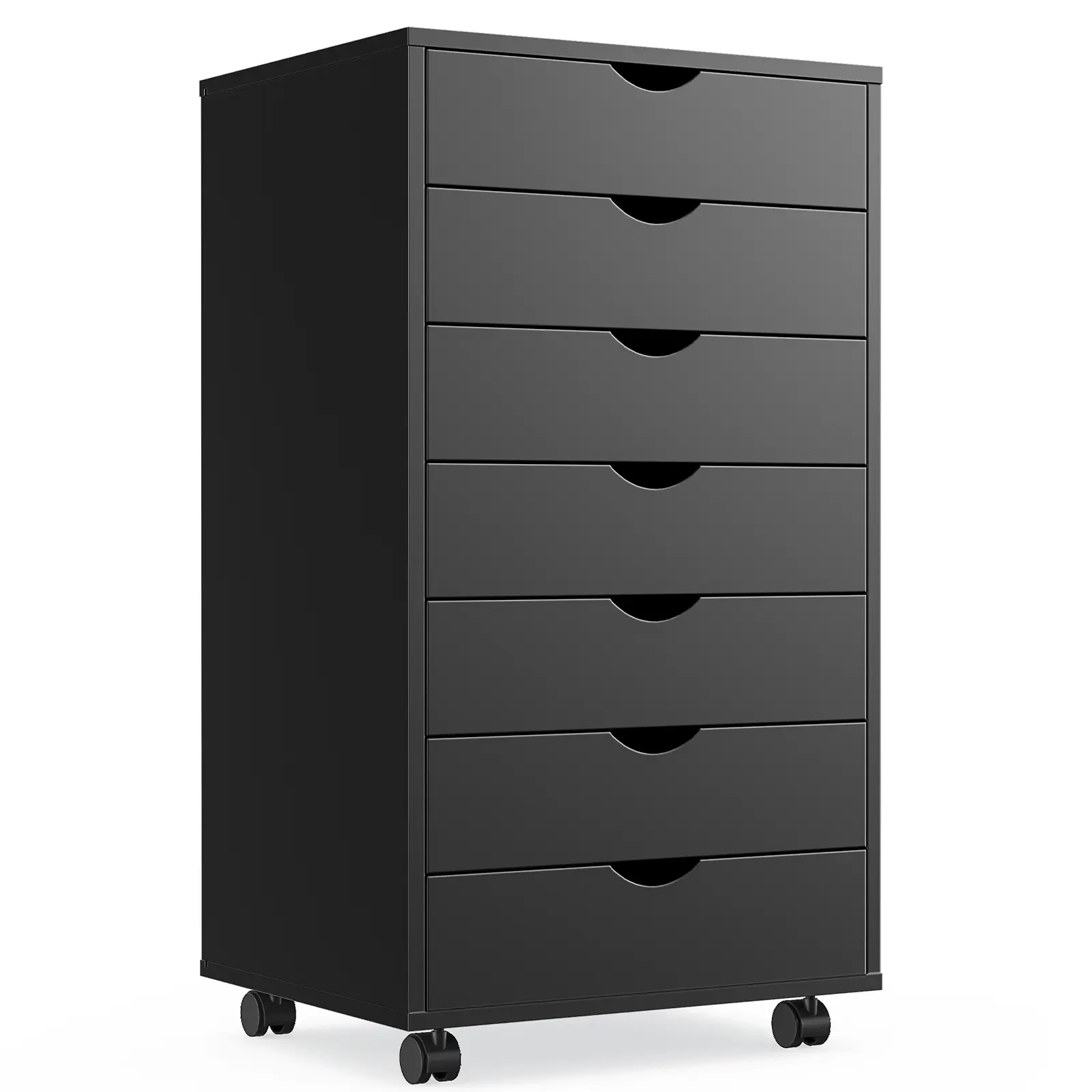 7-Drawer Mobile Rolling Dresser with Wheels, Wooden Storage Cabinet Organizer, Chest of Drawers for Bedroom, Office, Closet, Apartment, Dorm Small Space Organization Furniture