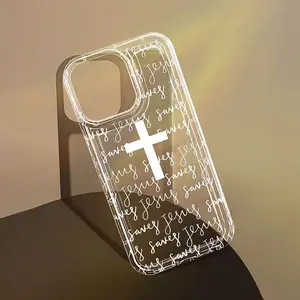 Cross & Graffiti Pattern Phone Case, Clear Shockproof Phone Case, Decorative Phone Protector Cover Compatible with iPhone 17 Pro Max Plus Air/16/15/14/13/12/11