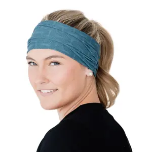 Aruna Handmade Blue Hair Band for Women - Cute Boho Women’s Running Headband Accessories for Sports | Sweat Workout Bandana With Elastic Stretchy Fabric | Soft Athletic Hippie Fashion Yoga Bandeau