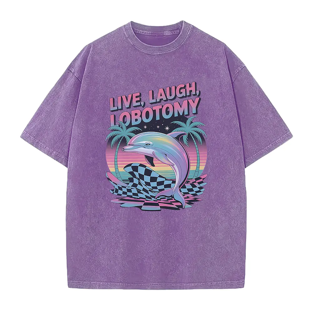 Live Laugh Lobotomy Unisex T Shirt, Adult Humor Tee, Funny Dolphin Meme T Shirt, Silly Weird T Shirt, Vintage Graphic T-Shirt Alternative Classic