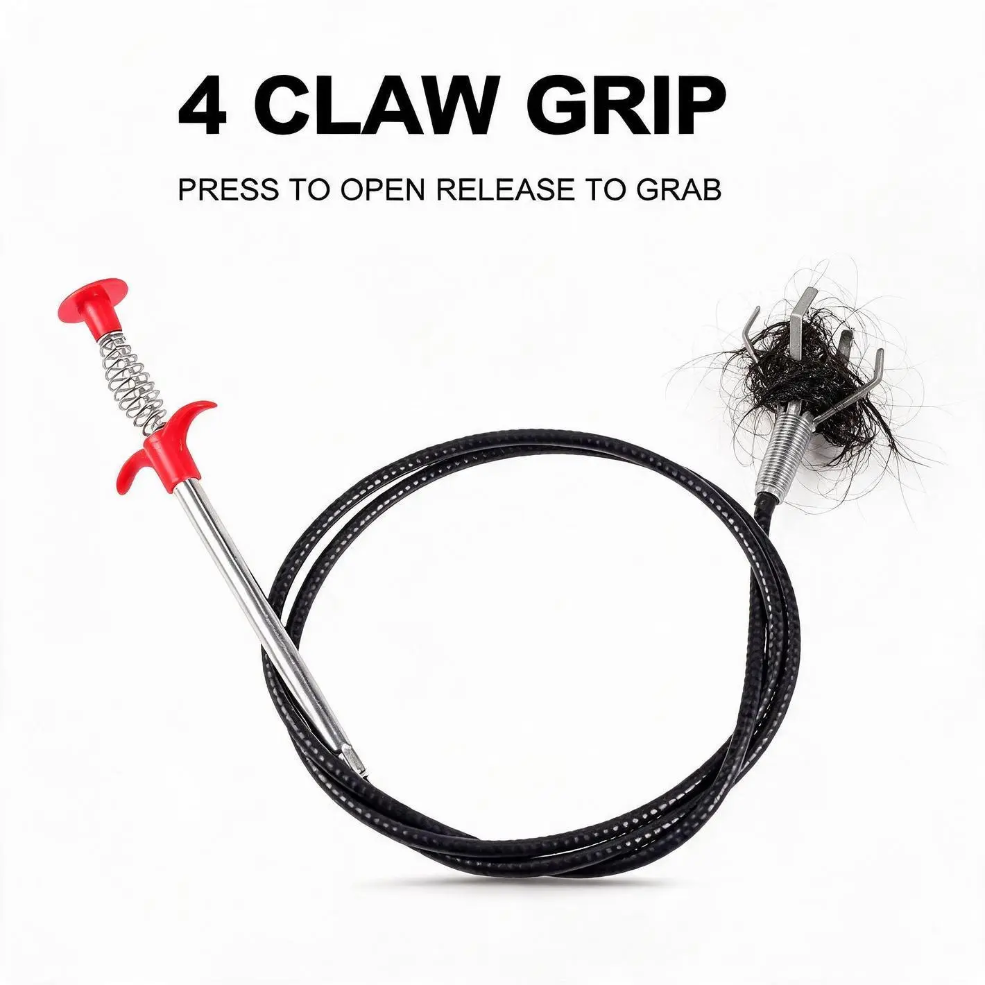79 Inch Multi‑Scene Drain Grabber Tool, 4 Claw Flexible Spring Steel Snake, Unclog Tubs Sinks and Retrieve Items from Toilet Drains