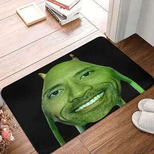 Funny Shrek Meme Flannel Door Mat – Hilarious Mashup Design, Playful Viral Meme Print, Non-Slip Indoor/Outdoor Welcome Mat, Cartoon Pattern Rug for Humorous Pop Culture Decor