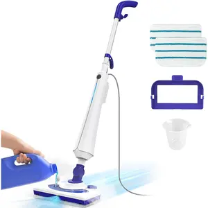 Steam Mops for Floor Cleaning, 1300W Floor Steamer with Detergent Chamber, 25S Heat Up, Lightweight Steamer for Cleaning with 2 Washable Pads, Safe for Tiles, Upholstery, Carpet, Hardwood