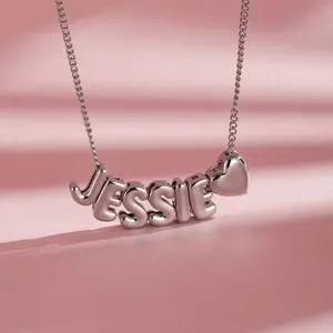 Personalized Bubble Letter Name Necklace for Women