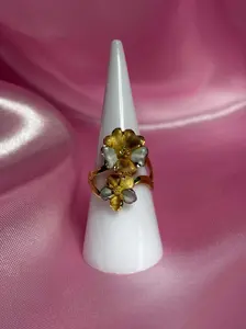 3 Tone Gold Flower Ring