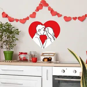 A heart-shaped Valentine's Day couple kissing wall sticker, warm self-adhesive sticker for bedroom and living room background wall, B13506-KN
