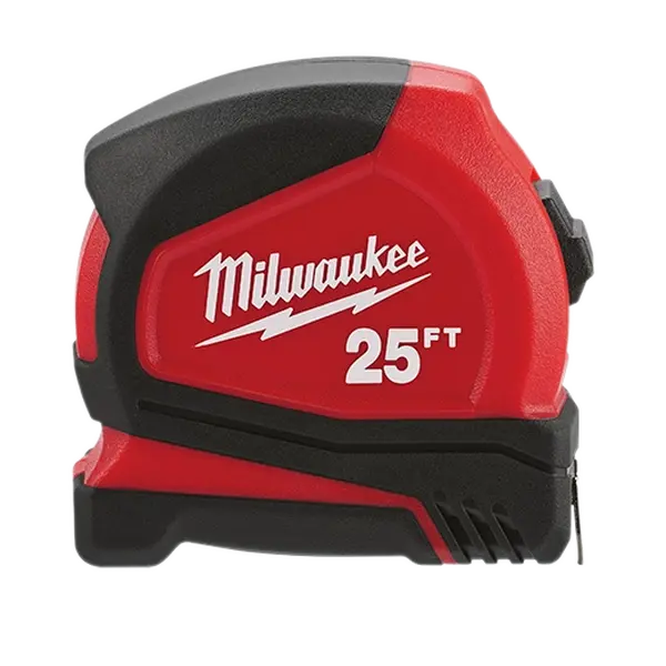 Milwaukee 48-22-6625 25ft Compact Measuring Tape, Durable Tape Measure with Belt Clip, Reinforced Frame, Nylon Blade