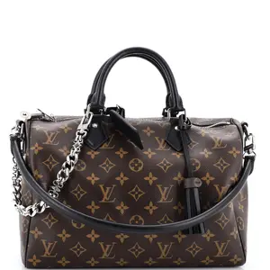 Pre-owned Louis Vuitton Canvas Coated Top Handle Bags Dark Speedy Soft Bandouliere Bag Monogram Canvas 30 by Rebag