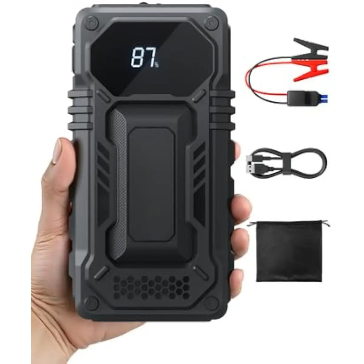 DIBMS 2026 New Portable Car Battery Jump Starter,12000mAh Battery Jump Box,44.4Wh Vehicle Jump Booster with Smart Jumper Cables,LED Light Emergency Car Kits for Vehicles