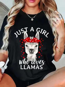 100% Cotton Unisex Just A Girl Who Loves Llamas Alpaca Lover T-Shirt
