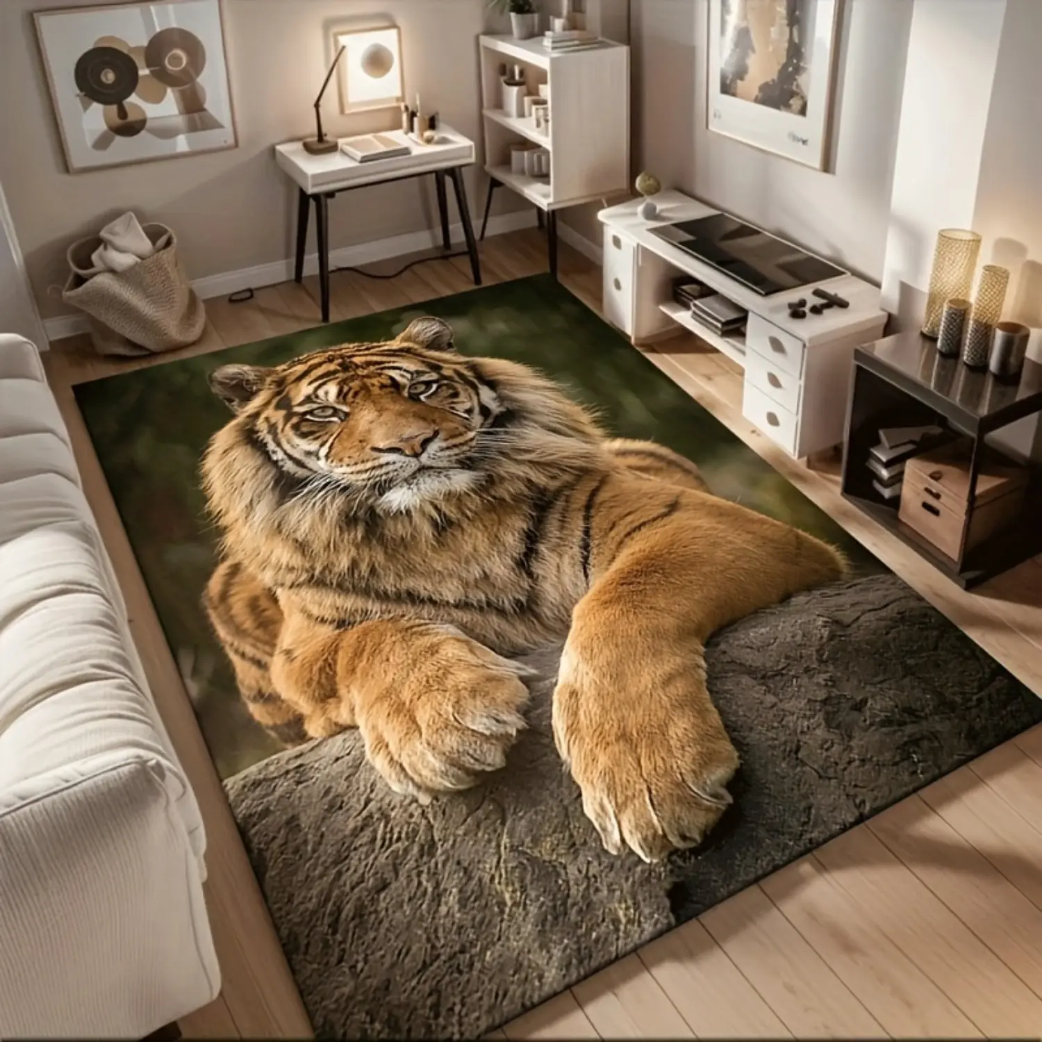 Large Area Soft Diatomite Floor Mat with Realistic Majestic Tiger Design Soft Diatomite Quick-Dry Floor Mat Soft, Easy To Clean, Durable and Multi-functional Rug Suitable for Kitchens, Bathrooms, Laundries, Bedrooms, Living Rooms and Corridors