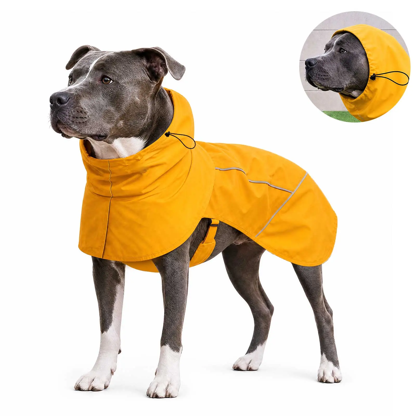 Vinpatio Dog Raincoat with Hood, Waterproof Breathable Rain Jacket with Mesh Lining, Windproof Outdoor Hiking Shell Coat sohochic
