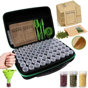 Seed Storage Organizer Box 60 Slots, with 20 Envelopes and Small Tool, Sturdy Seeds Saving Seed  Container Kit (Seeds not Included)