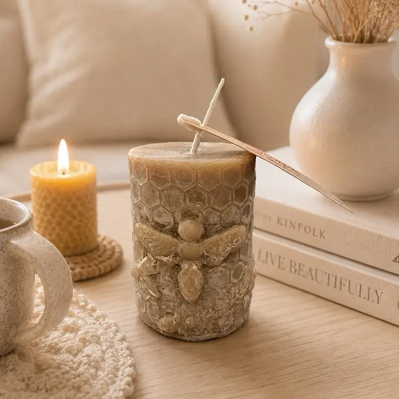 Golden Hive Collection Raw Hive 100% Beeswax Candle
