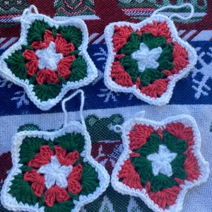 Pack of 4 crochet christmas ornaments,colorful christmas,handmade,gift,decor,tree decor,crochet,christmas Colorful Colorful