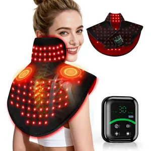 Red Light Therapy for Neck Shoulder with Heat & Massage, 118 LEDs Controller Infrared Light Pad, Timer & Pulse Modes, Portable Design for Upper Back, Shoulder, Neck, 5000mah Last 175-190mins