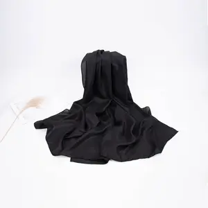 RIMNIRE Chiffon Soft Light Hijab Bawal Organza Buffalo Sheer Hijabs Jersey Vela Scarves Half Hijab for Women Girls Ladies in Black Red White