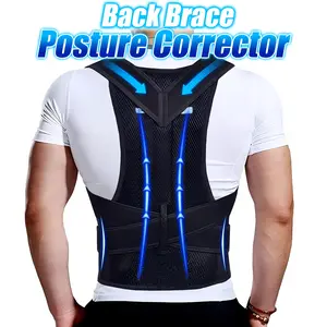 Adjustable Back Support Belt, Back Brace for Men and Women, Posture Corrector, Posture Straightener with Shoulder Straps and Waist Pad, Ergonomic Design