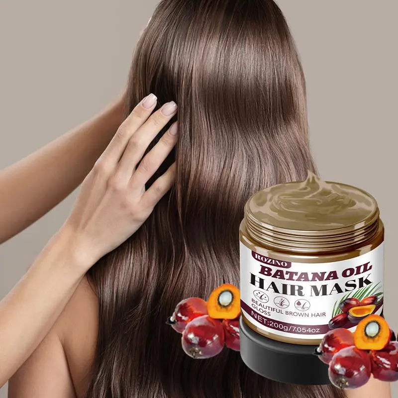 Rozino Raw Batana Oil Hair Mask - Cruelty-Free Salon Haircare Deep Conditioner for Fine, Textured Hair (200g/7.05oz), Strength-Boosting Repair Butter for Dry Strands, Youthful Glossy Curls Intensive Treatment