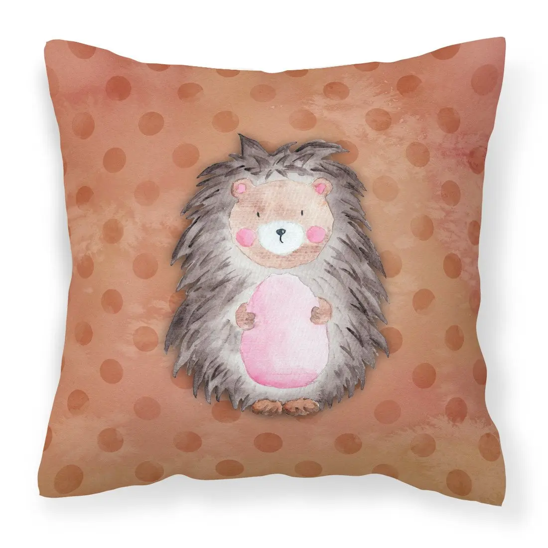Polkadot Hedgehog Watercolor Decorative Throw Pillow 18x18 Indoor Outdoor Accent Cushion, Fabric Cover with Insert for Sofa, Bed, Porch & Living Room