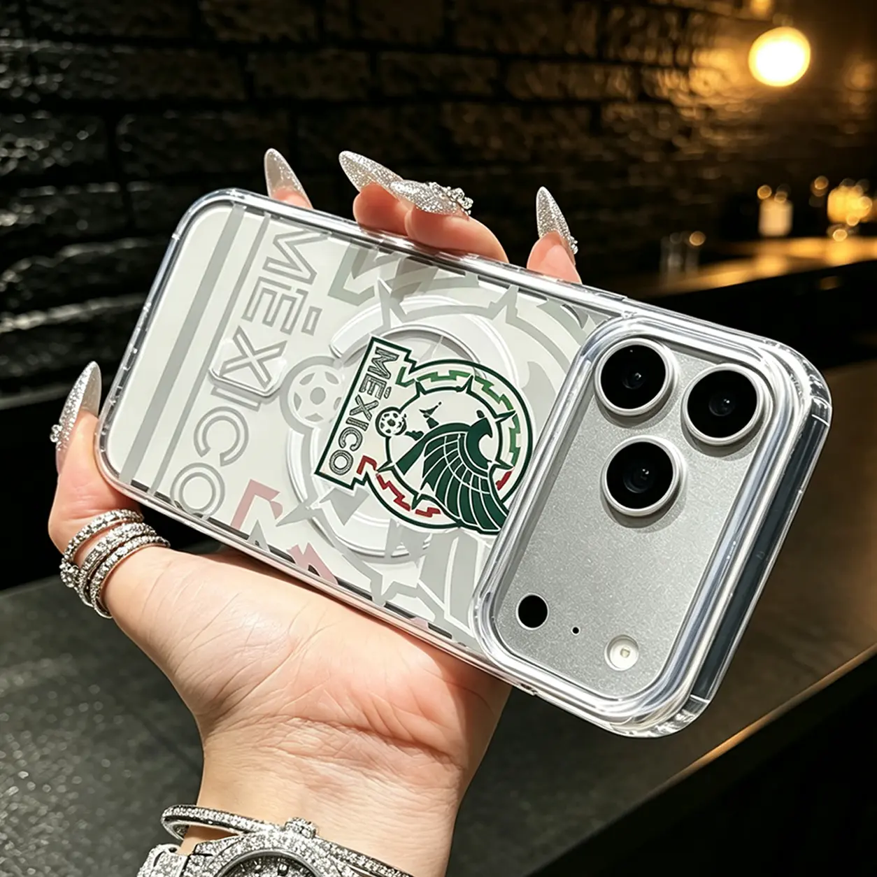 Mexico National Football Team Eagle Crest Phone Case Patriotic Soccer Tribal Art Style Shockproof Protective Cover for iPhone 17/16/15/14/13/12/11 Plus Pro Max &Samsung Galaxy S21/22/23/24/25/26 Ultra / FE / PLUS Football Fan Gift