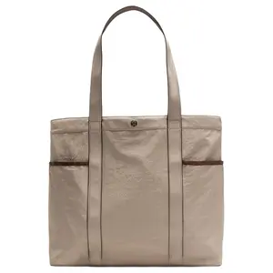 Lululemon Daily 20L Tote Bag – Unisex Nylon Multi-Pocket Handbag in Warm Gray and Redwood