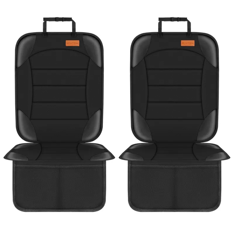 Car Seat Protector for Seat Cushion for Leather and Fabric Seats, 2 Mesh Pockets, Non-Slip Backing, Carseat Protectors for Vehicles,, Pets (2 Pack)