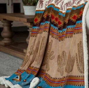 Cactus Sherpa Throw Blanket