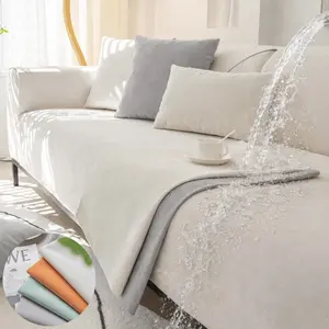 Waterproof Chenille Sofa Cover, 1 Count Soft Solid Color Couch Cover, Pet Friendly Sofa Cushion Cover for Sectional Sofa, Spill Resistant Sofa Protector for Dogs Cats, All Season Living Room Couch Pad, Minimalist Home Decor Style